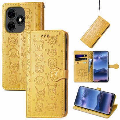 Cat and Dog Embossed Leather Phone Case, For Tecno Spark Go 2024, For Tecno Itel S23+