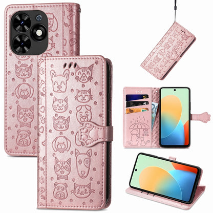 Cat and Dog Embossed Leather Phone Case, For Tecno Spark Go 2024, For Tecno Itel S23+