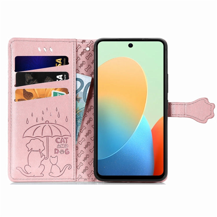 Cat and Dog Embossed Leather Phone Case, For Tecno Spark Go 2024, For Tecno Itel S23+