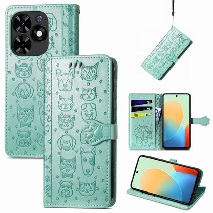 Cat and Dog Embossed Leather Phone Case, For Tecno Spark Go 2024, For Tecno Itel S23+