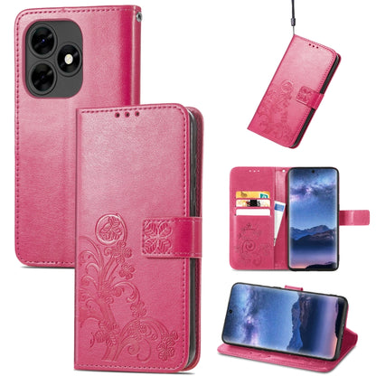Four-leaf Clasp Embossed Buckle Leather Phone Case, For Tecno Pova 5 4G, For Tecno Spark Go 2024, For Tecno Itel S23+