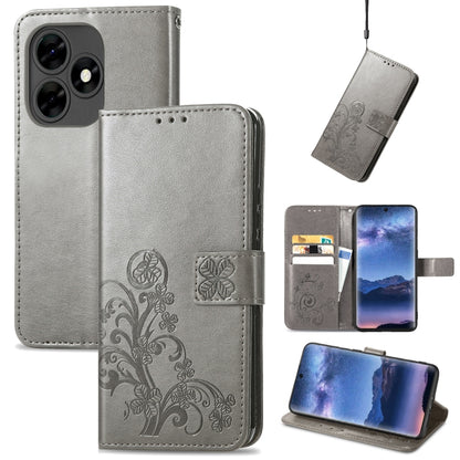 Four-leaf Clasp Embossed Buckle Leather Phone Case, For Tecno Pova 5 4G, For Tecno Spark Go 2024, For Tecno Itel S23+