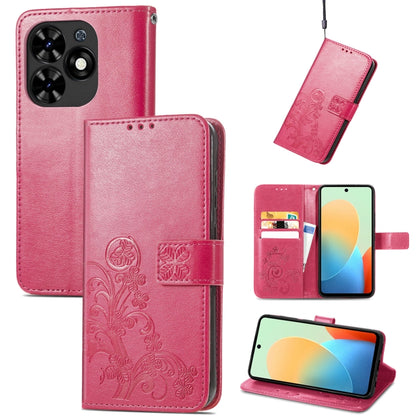 Four-leaf Clasp Embossed Buckle Leather Phone Case, For Tecno Pova 5 4G, For Tecno Spark Go 2024, For Tecno Itel S23+