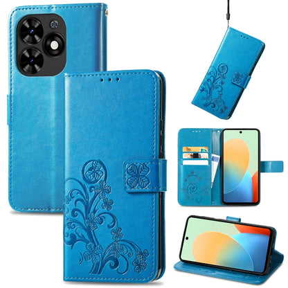 Four-leaf Clasp Embossed Buckle Leather Phone Case, For Tecno Pova 5 4G, For Tecno Spark Go 2024, For Tecno Itel S23+