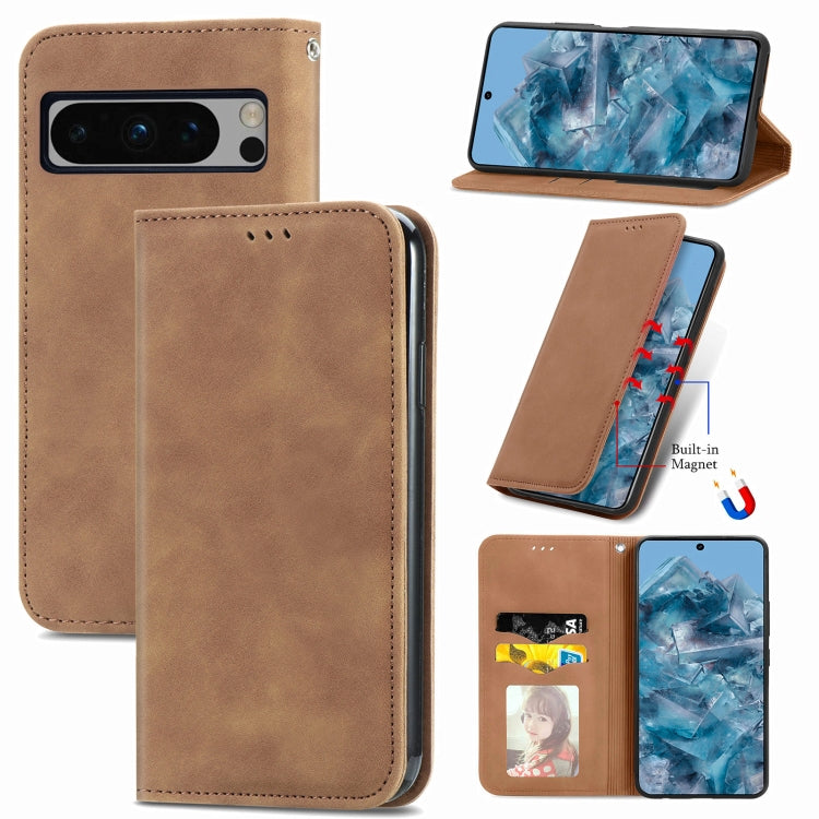 Retro Skin Feel Magnetic Flip Leather Phone Case, For Google Pixel 10a, For Google Pixel 10 Pro XL, For Google Pixel 9a, For Google Pixel 9 Pro XL, For Google Pixel 8a, For Google Pixel 8 Pro, For Google Pixel 8, For Google Pixel 10 / 10 Pro           ...