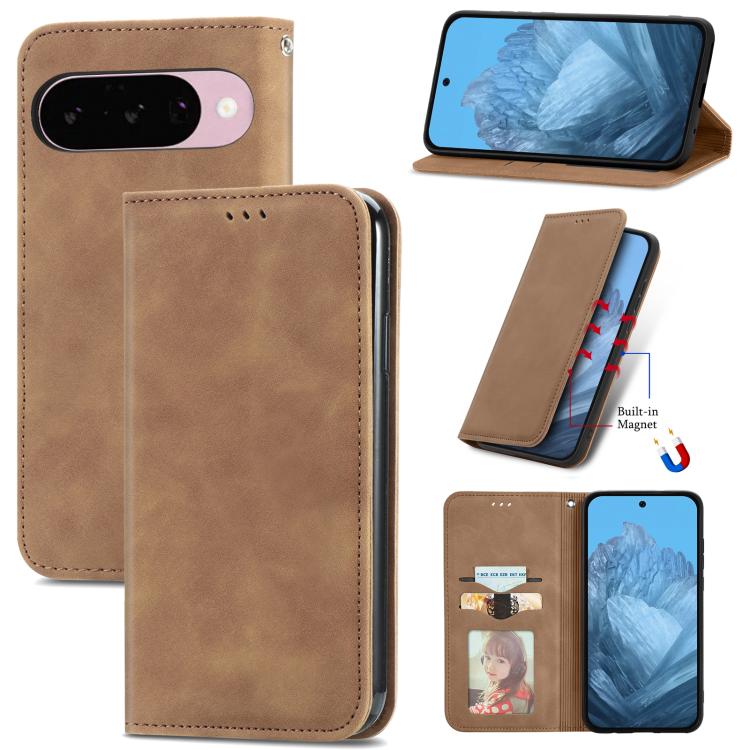 Retro Skin Feel Magnetic Flip Leather Phone Case, For Google Pixel 10a, For Google Pixel 10 Pro XL, For Google Pixel 9a, For Google Pixel 9 Pro XL, For Google Pixel 8a, For Google Pixel 8 Pro, For Google Pixel 8, For Google Pixel 10 / 10 Pro           ...
