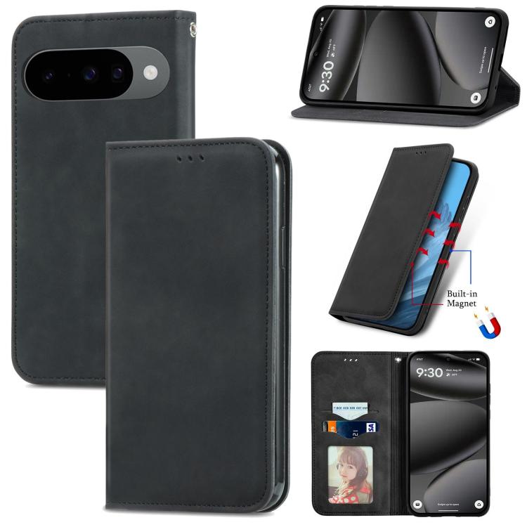 Retro Skin Feel Magnetic Flip Leather Phone Case, For Google Pixel 10a, For Google Pixel 10 Pro XL, For Google Pixel 9a, For Google Pixel 9 Pro XL, For Google Pixel 8a, For Google Pixel 8 Pro, For Google Pixel 8, For Google Pixel 10 / 10 Pro           ...