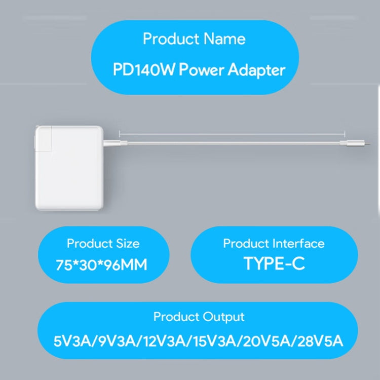 PD3.1 140W USB-C PD Laptop Power Adapter for Apple M1 / M2 MacBook Series, EU Plug, US Plug, UK Plug, AU Plug