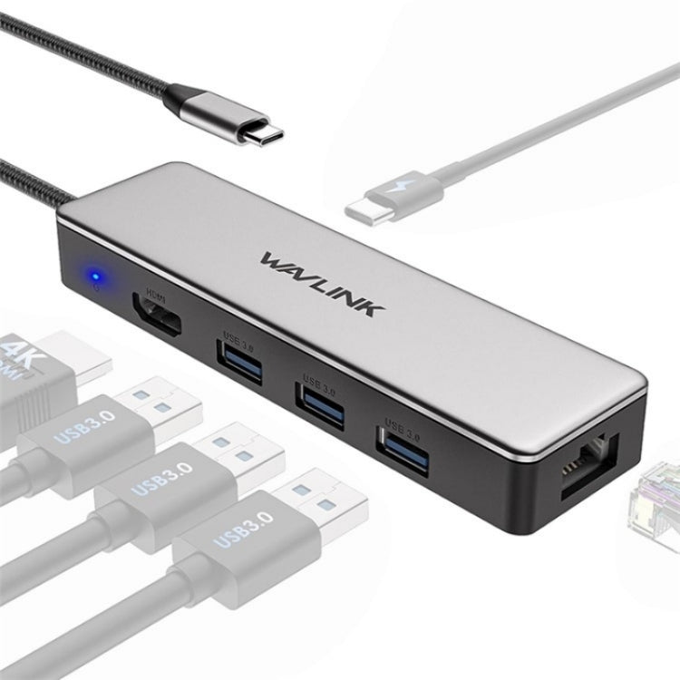WAVLINK UHP3413 6 in 1 4K Thunderbolt 3 Type-C Devices Hub Adapter USB-C Docking Station, UHP3413