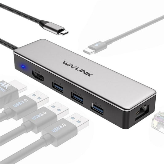 WAVLINK UHP3413 Concentrateur 6-en-1 4K Thunderbolt 3 Type-C Adaptateur USB-C Station d'accueil, UHP3413