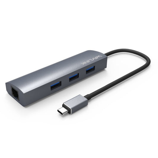 WAVLINK UH3031G/C Hub adaptateur Gigabit haute vitesse Type-C vers 3 x USB 3.0 + USB-C + RJ45 + Port d'alimentation CC, UH3031G/C
