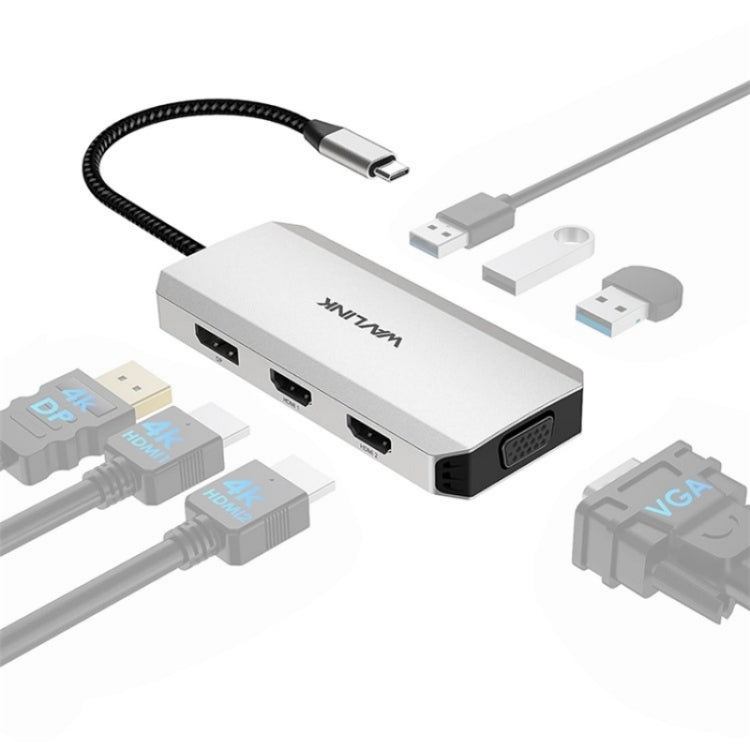 WAVLINK UMD304 Converter USB-C to Dual HD 4K 60Hz  HUB 7-in-1 Laptop Docking Station, UMD304