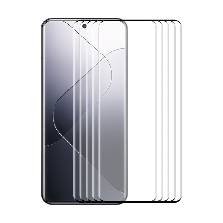 5pcs ENKAY Hat-Prince Heat Bending Full Side Glue Tempered Glass Film, For Redmi Note 15 Pro+ 5G Global 163.3mm, For Redmi Note 15 5G Global 164mm, For Xiaomi 14 Pro, For Redmi Note 13 Pro+