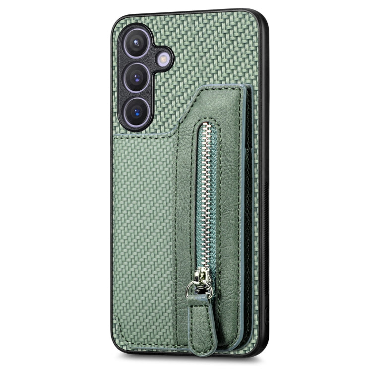 Carbon Fiber Horizontal Flip Zipper Wallet Phone Case, For Samsung Galaxy A57 5G, For Samsung Galaxy A37 5G, For Samsung Galaxy S25 Edge 5G, For Samsung Galaxy A56 5G, For Samsung Galaxy A36, For Samsung Galaxy S25 5G, For Samsung Galaxy S25+ 5G       ...