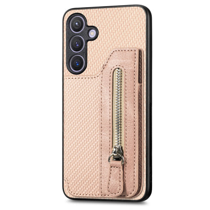 Carbon Fiber Horizontal Flip Zipper Wallet Phone Case, For Samsung Galaxy A57 5G, For Samsung Galaxy A37 5G, For Samsung Galaxy S25 Edge 5G, For Samsung Galaxy A56 5G, For Samsung Galaxy A36, For Samsung Galaxy S25 5G, For Samsung Galaxy S25+ 5G       ...