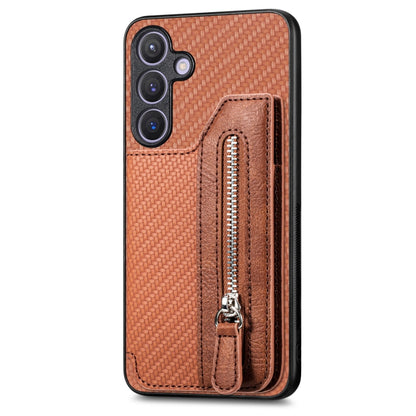 Carbon Fiber Horizontal Flip Zipper Wallet Phone Case, For Samsung Galaxy A57 5G, For Samsung Galaxy A37 5G, For Samsung Galaxy S25 Edge 5G, For Samsung Galaxy A56 5G, For Samsung Galaxy A36, For Samsung Galaxy S25 5G, For Samsung Galaxy S25+ 5G       ...