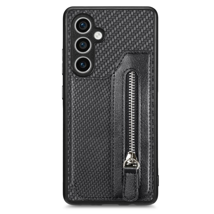 Carbon Fiber Horizontal Flip Zipper Wallet Phone Case, For Samsung Galaxy A57 5G, For Samsung Galaxy A37 5G, For Samsung Galaxy S25 Edge 5G, For Samsung Galaxy A56 5G, For Samsung Galaxy A36, For Samsung Galaxy S25 5G, For Samsung Galaxy S25+ 5G       ...