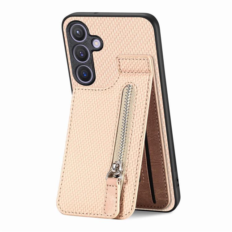 Carbon Fiber Horizontal Flip Zipper Wallet Phone Case, For Samsung Galaxy A57 5G, For Samsung Galaxy A37 5G, For Samsung Galaxy S25 Edge 5G, For Samsung Galaxy A56 5G, For Samsung Galaxy A36, For Samsung Galaxy S25 5G, For Samsung Galaxy S25+ 5G       ...