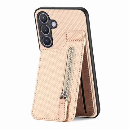 Carbon Fiber Horizontal Flip Zipper Wallet Phone Case, For Samsung Galaxy A57 5G, For Samsung Galaxy A37 5G, For Samsung Galaxy S25 Edge 5G, For Samsung Galaxy A56 5G, For Samsung Galaxy A36, For Samsung Galaxy S25 5G, For Samsung Galaxy S25+ 5G       ...
