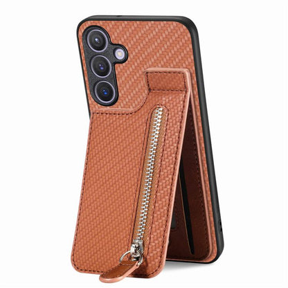 Carbon Fiber Horizontal Flip Zipper Wallet Phone Case, For Samsung Galaxy A57 5G, For Samsung Galaxy A37 5G, For Samsung Galaxy S25 Edge 5G, For Samsung Galaxy A56 5G, For Samsung Galaxy A36, For Samsung Galaxy S25 5G, For Samsung Galaxy S25+ 5G       ...