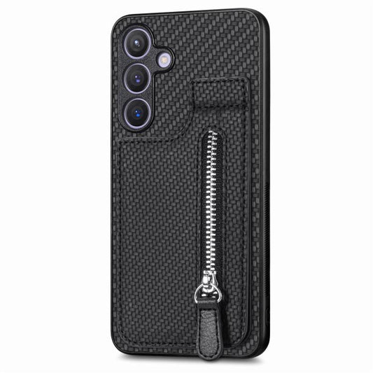 Carbon Fiber Horizontal Flip Zipper Wallet Phone Case, For Samsung Galaxy A57 5G, For Samsung Galaxy A37 5G, For Samsung Galaxy S25 Edge 5G, For Samsung Galaxy A56 5G, For Samsung Galaxy A36, For Samsung Galaxy S25 5G, For Samsung Galaxy S25+ 5G       ...