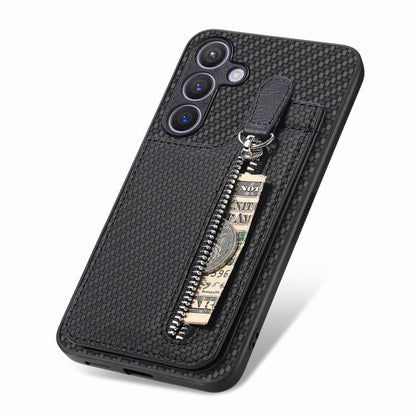 Carbon Fiber Horizontal Flip Zipper Wallet Phone Case, For Samsung Galaxy A57 5G, For Samsung Galaxy A37 5G, For Samsung Galaxy S25 Edge 5G, For Samsung Galaxy A56 5G, For Samsung Galaxy A36, For Samsung Galaxy S25 5G, For Samsung Galaxy S25+ 5G       ...