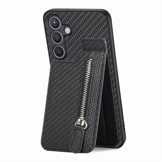 Carbon Fiber Horizontal Flip Zipper Wallet Phone Case, For Samsung Galaxy A57 5G, For Samsung Galaxy A37 5G, For Samsung Galaxy S25 Edge 5G, For Samsung Galaxy A56 5G, For Samsung Galaxy A36, For Samsung Galaxy S25 5G, For Samsung Galaxy S25+ 5G