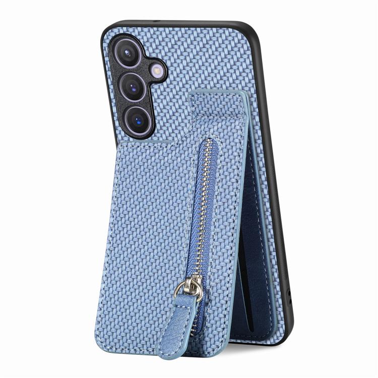 Carbon Fiber Horizontal Flip Zipper Wallet Phone Case, For Samsung Galaxy A57 5G, For Samsung Galaxy A37 5G, For Samsung Galaxy S25 Edge 5G, For Samsung Galaxy A56 5G, For Samsung Galaxy A36, For Samsung Galaxy S25 5G, For Samsung Galaxy S25+ 5G       ...