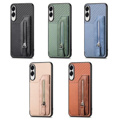 Carbon Fiber Horizontal Flip Zipper Wallet Phone Case, For Samsung Galaxy A57 5G, For Samsung Galaxy A37 5G, For Samsung Galaxy S25 Edge 5G, For Samsung Galaxy A56 5G, For Samsung Galaxy A36, For Samsung Galaxy S25 5G, For Samsung Galaxy S25+ 5G       ...
