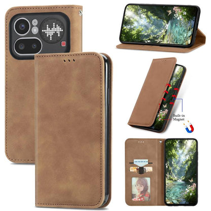 Retro Skin Feel Magnetic Flip Leather Phone Case, For Nothing Phone 4a Pro, For Nothing Phone 4a, For  Nothing CMF Phone 1, For Nothing Phone 2a