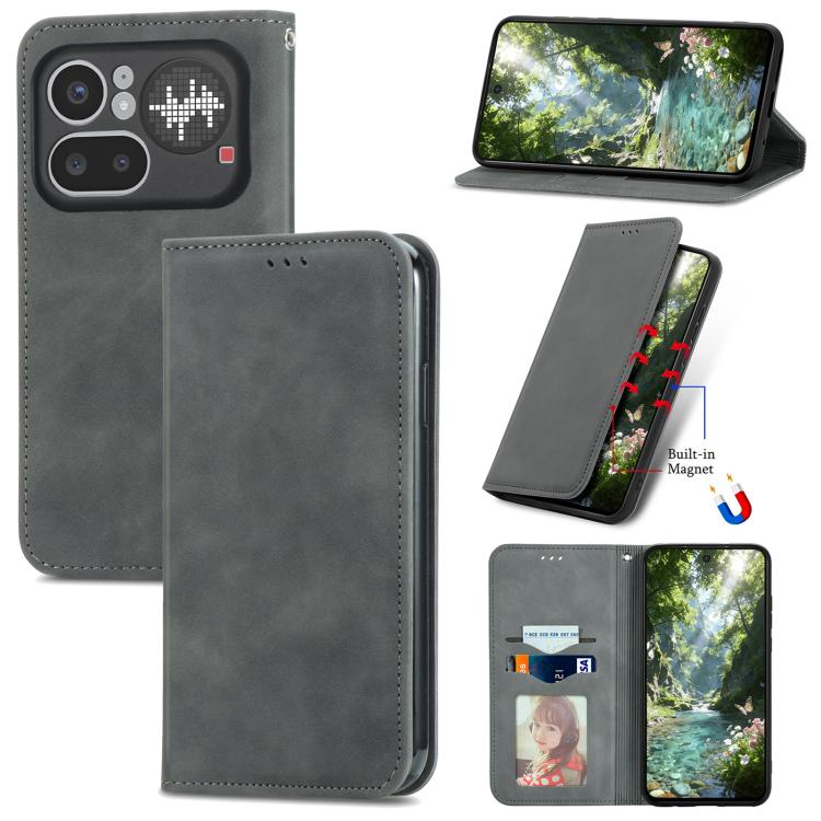 Retro Skin Feel Magnetic Flip Leather Phone Case, For Nothing Phone 4a Pro, For Nothing Phone 4a, For  Nothing CMF Phone 1, For Nothing Phone 2a