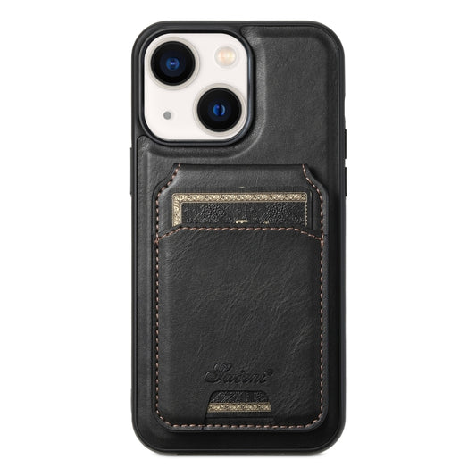 Suteni H15 MagSafe Oil Eax Leather Detachable Wallet Back Phone Case