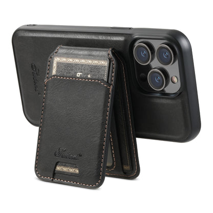 Suteni H15 MagSafe Oil Eax Leather Detachable Wallet Back Phone Case
