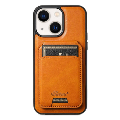 Suteni H15 MagSafe Oil Eax Leather Detachable Wallet Back Phone Case