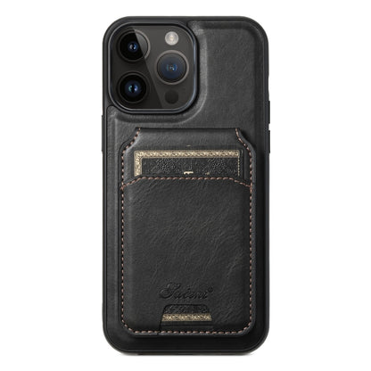 Suteni H15 MagSafe Oil Eax Leather Detachable Wallet Back Phone Case