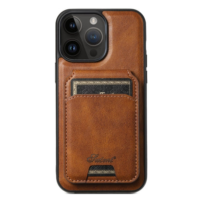 Suteni H15 MagSafe Oil Eax Leather Detachable Wallet Back Phone Case
