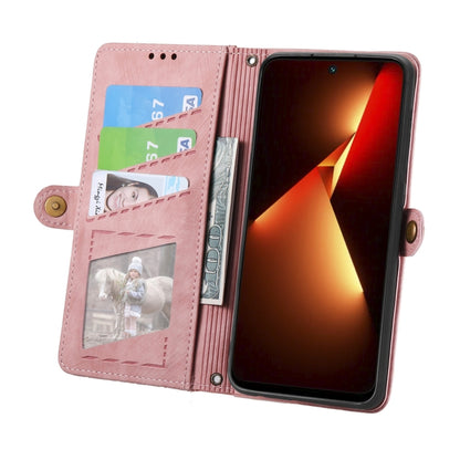 Geometric Zipper Wallet Side Buckle Leather Phone Case, For Tecno Pova 5 4G