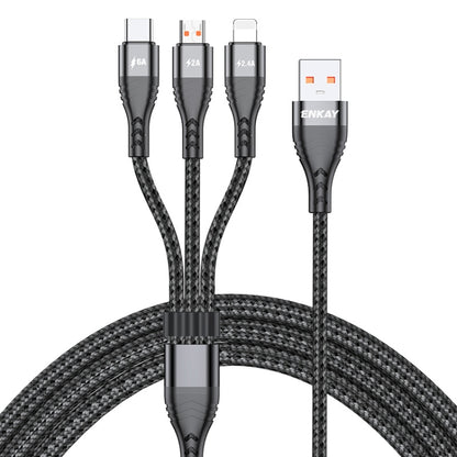 Câble de charge rapide multifonction ENKAY 3-en-1 6A USB vers Type-C / 8 broches / Micro USB, 1m, 2m