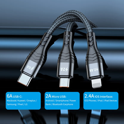 Câble de charge rapide multifonction ENKAY 3-en-1 6A USB vers Type-C / 8 broches / Micro USB, 1m, 2m