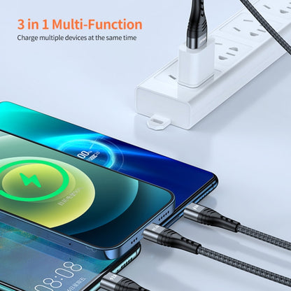 Câble de charge rapide multifonction ENKAY 3-en-1 6A USB vers Type-C / 8 broches / Micro USB, 1m, 2m