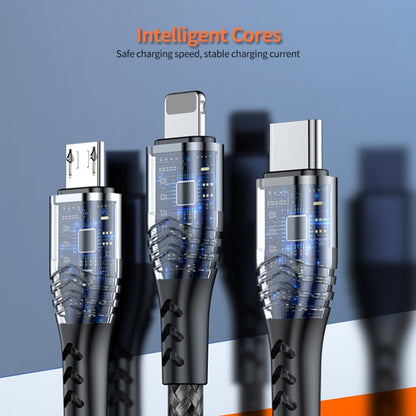 Câble de charge rapide multifonction ENKAY 3-en-1 6A USB vers Type-C / 8 broches / Micro USB, 1m, 2m