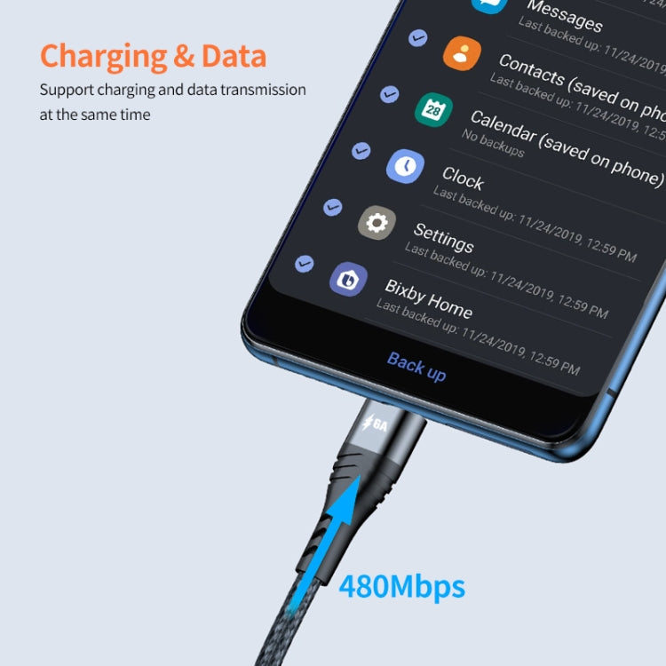 ENKAY 4-in-1 6A USB-A to Type-C / 8 Pin / Micro USB Multifunction Fast Charging Cable, 1m, 2m