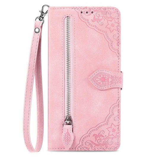 Embossed Flower Zipper Leather Phone Case, For Google Pixel 10a, For Google Pixel 10 Pro XL, For Google Pixel 9a, For Google Pixel 9 Pro XL, For Google Pixel 8a, For Google Pixel 7a, For Google Pixel 7 Pro, For Google Pixel 7, For Google Pixel 6a      ...