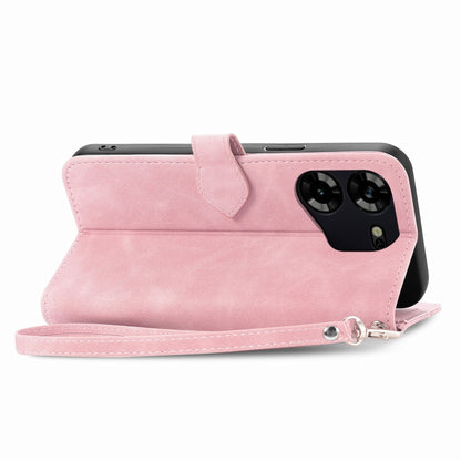 Embossed Flower Zipper Leather Phone Case, For Tecno Pova 5 4G