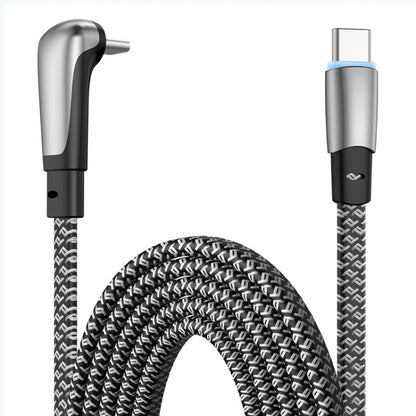 ENKAY PD65W Elbow Type-C to Type-C Fast Charging Data Braid Cable with Indicator Light, 0.5m, 1.2m, 2m