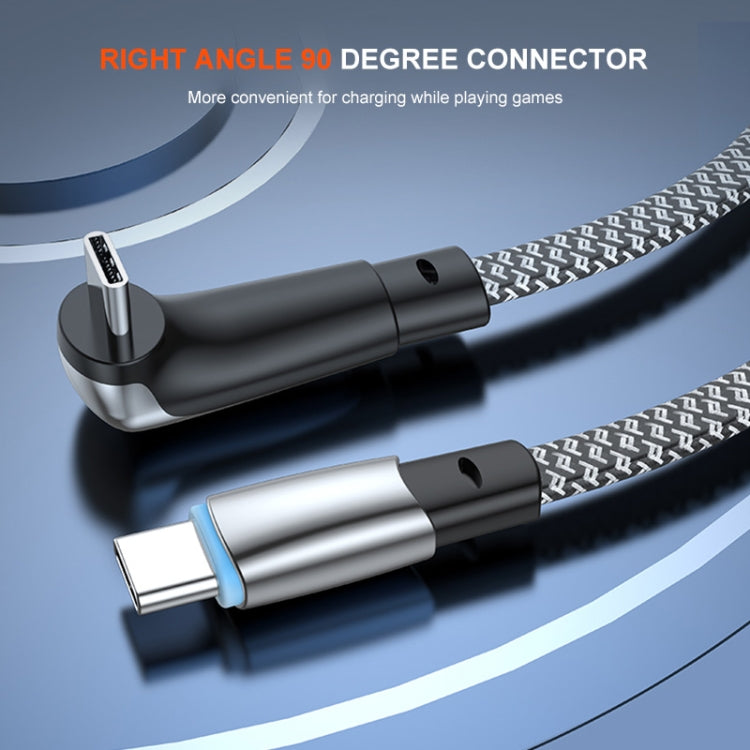 ENKAY PD65W Elbow Type-C to Type-C Fast Charging Data Braid Cable with Indicator Light, 0.5m, 1.2m, 2m