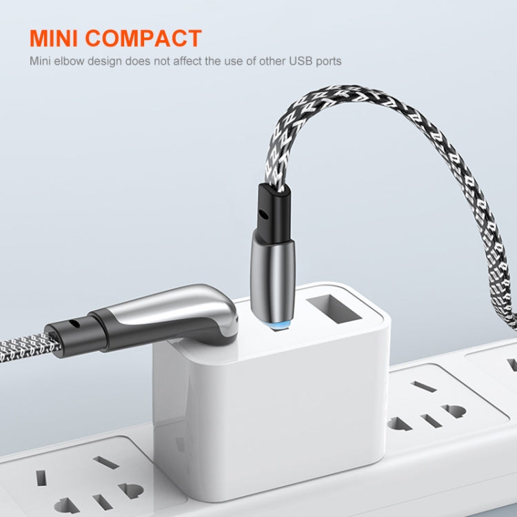 ENKAY PD65W Elbow Type-C to Type-C Fast Charging Data Braid Cable with Indicator Light, 0.5m, 1.2m, 2m