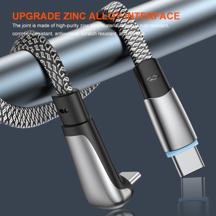 ENKAY PD65W Elbow Type-C to Type-C Fast Charging Data Braid Cable with Indicator Light, 0.5m, 1.2m, 2m