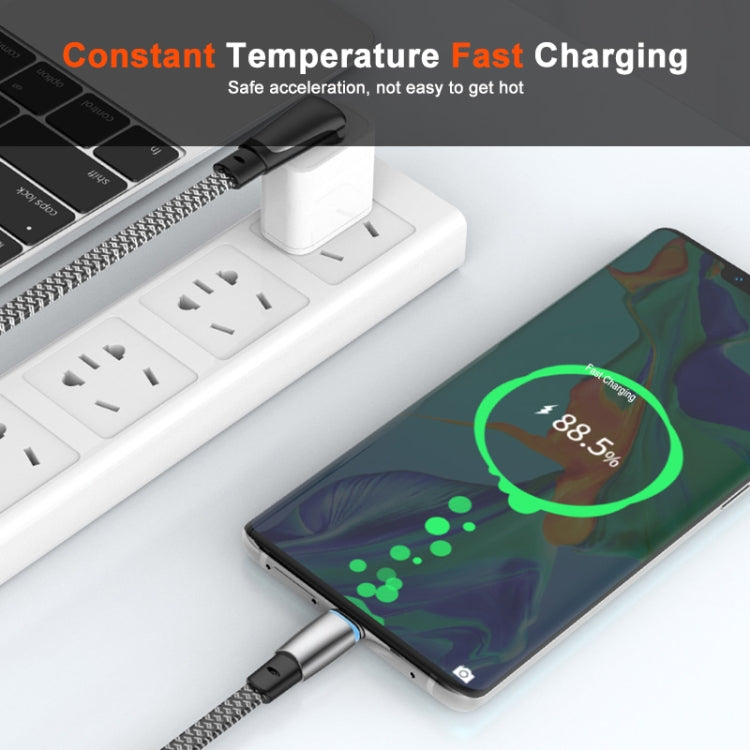 ENKAY PD65W Elbow Type-C to Type-C Fast Charging Data Braid Cable with Indicator Light, 0.5m, 1.2m, 2m
