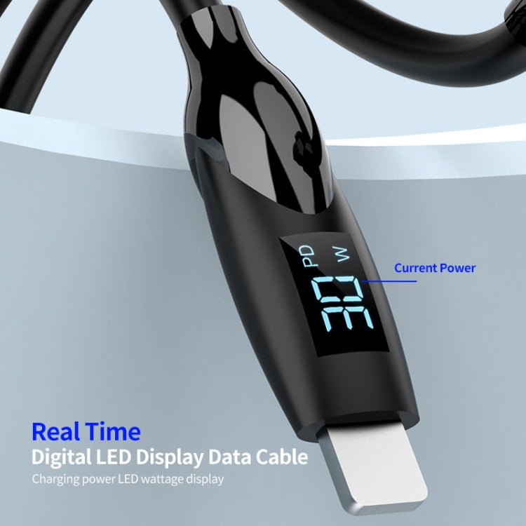 ENKAY PD30W Type-C to 8 Pin Fast Charging Data Silicone Cable with LED Display, 1m, 2m